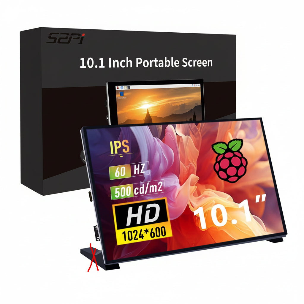 52Pi EP-0183 10.1 Inch IPS Portable Monitor 1024x600 60Hz HDMI USB-C for Raspberry Pi Windows PC